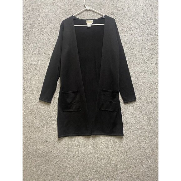 Coldwater Creek Womens Cardigan Black Long Sleeve Open Front Plus Size S - Picture 1 of 6
